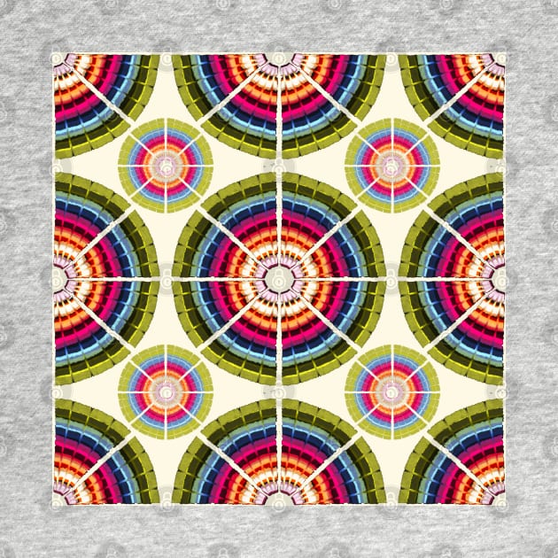 Upbeat Grandma Rug | Cream, Green, Pink, Orange, Blue and Purple | Geometric Pattern by cherdoodles